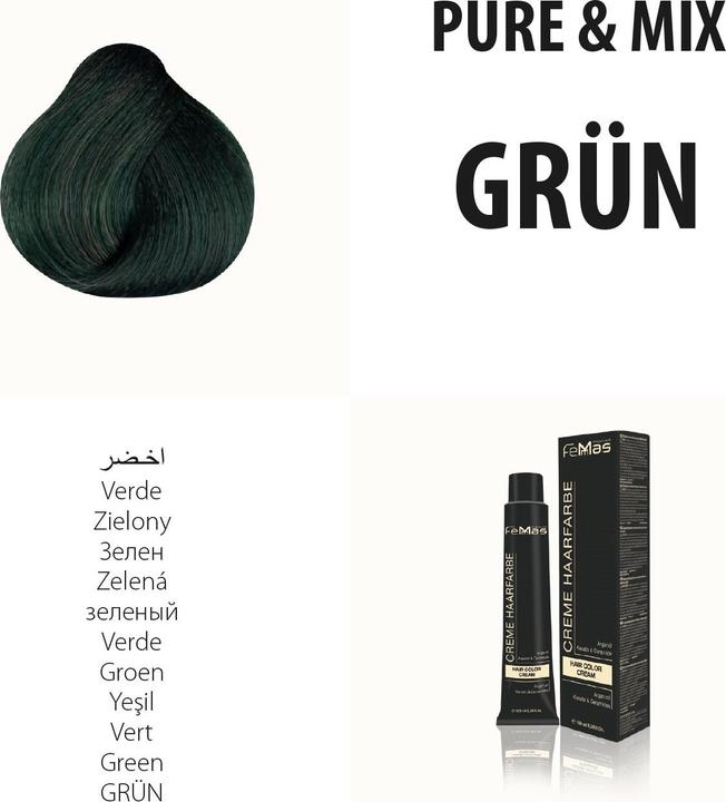 Actual product image FemMas Green) Hair Color Pure & Mix 100ml (Green)