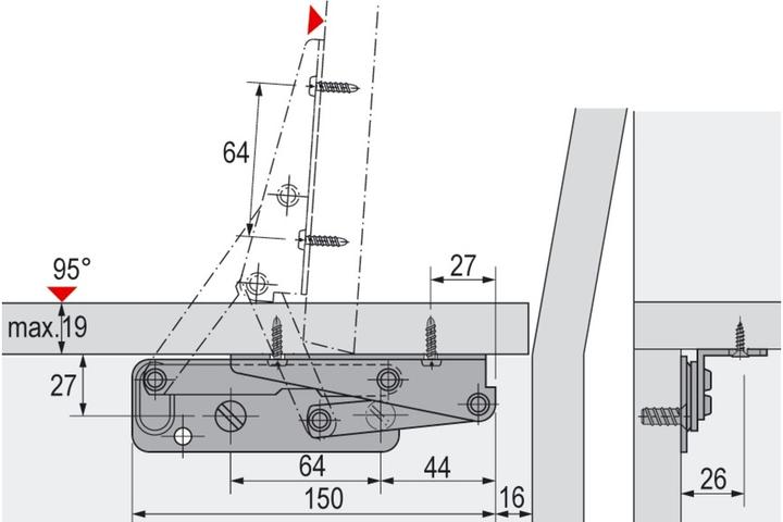 Actual product image Hettich Flap supports Schwenkfix (1 pcs.)