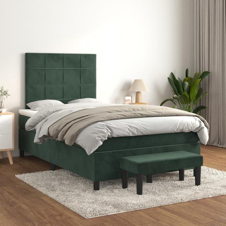 Image du produit VidaXL Lit Boxspring avec matelas Vert foncé 120x200cm velours Lit double (120 x 200 cm)