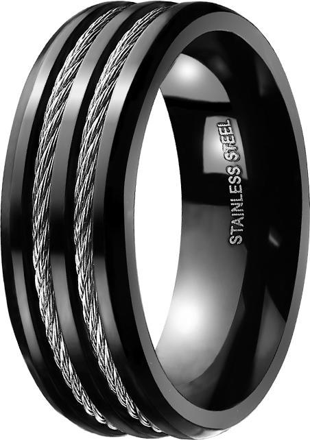 Immagine prodotto Star Piercing Anello nero due corde argento (61, 925 Argento)