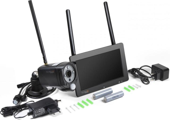 Actual product image Technaxx Wireless surveillance camera set, 7" touchscreen receiver, 2 FullHD IP cameras