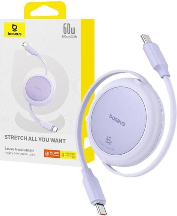 Produktbild Baseus Free2Pull Mini USB-C to USB-C 60W USB cable, 1m (purple) (1 m, USB 3.0)