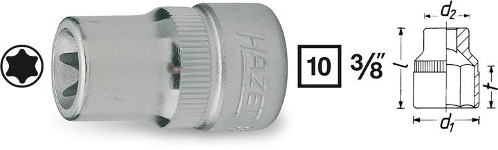 Produktbild HAZET Steckschlüsseleinsatz ∙ TORX 880-E7 ∙ Vierkant10 mm (3/8 Zoll) ∙ Aussen TORX Profil ∙ E7