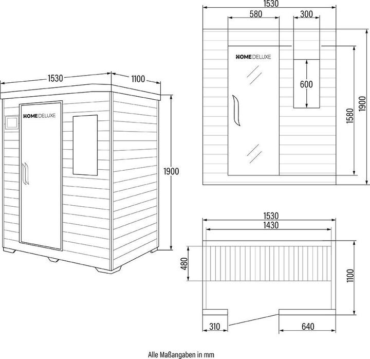 Produktbild Home Deluxe Infrarotkabine IKENNA L - 153x110cm für 3 Personen - Infarotkabine mit 2400 Watt