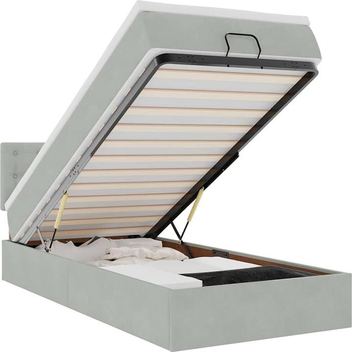 Actual product image VidaXL Ottoman bed with mattress light grey 90x200 cm velvet (90 x 200 cm)