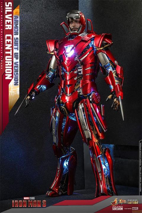 Image du produit Hot Toys Iron Man 3 figurine Movie Masterpiece 1/6 Silver Centurion (Armor Suit Up Version) 32 cm
