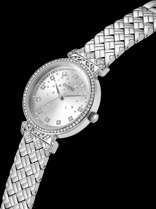 Produktbild Guess P SLV CS W/ CRYS / SUN SLV GLITZ DL / P SLV BRCT W/ CRYS Armbanduhr (Uhr mit Schmuckstein, 32 mm)