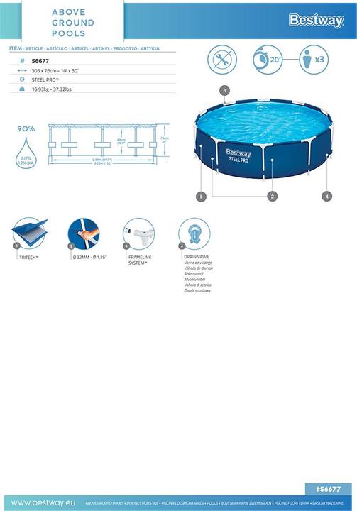 Produktbild Bestway Steel Pro (305 x 76 cm)