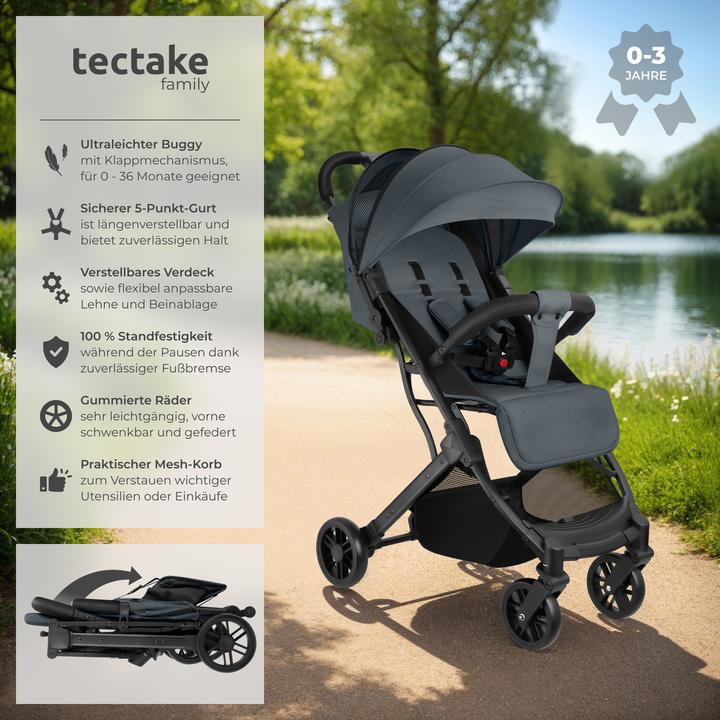 Produktbild tectake Buggy-Kinderwagen Finn, klappbar, 5-Punkt-Gurt