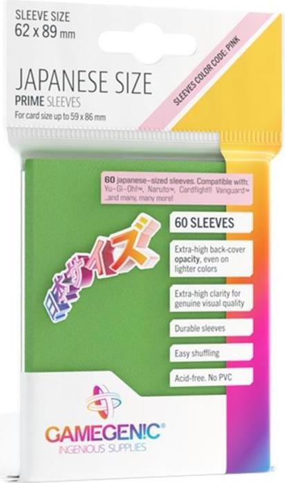 Actual product image Gamegenic GGS10120ML - PRIME sleeves Japanese size, green (60 sleeves)