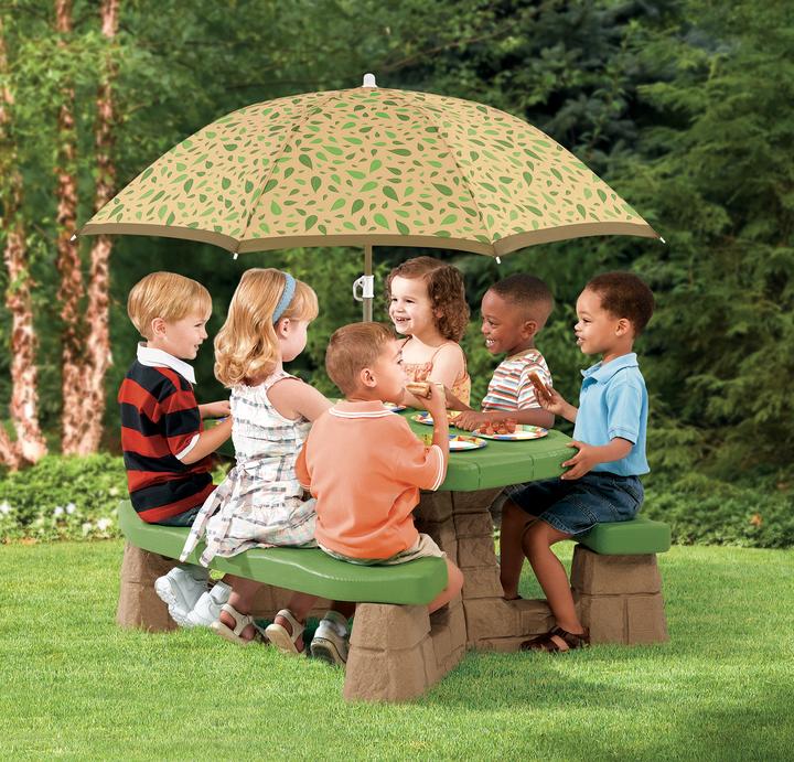Actual product image Step2 Naturally Playful Picnic Table With Umbrella
