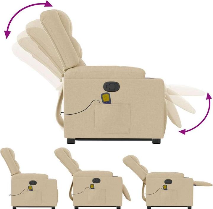 Image du produit VidaXL Fauteuil de massage avec releveur Crème Tissu