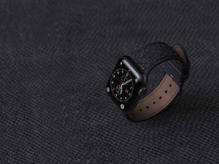 Actual product image Njord Vindur Watch Strap for Apple Watch 44/45mm (45 mm, Vegan Leather, Stainless steel fastener, Salmon leather)