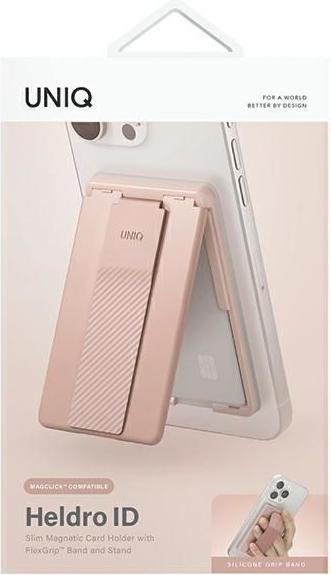 Actual product image Uniq Heldro ID magnetyczny portfel z podpórką i opaską różowy/blush pink