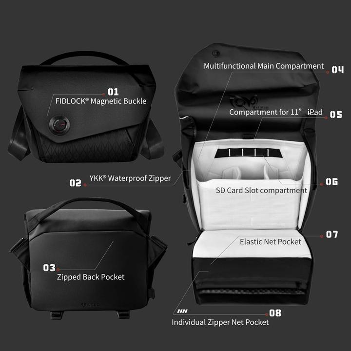 Produktbild VSGO Black Snipe Camera Messenger Bag 6L (Kamera Schultertasche, 6 l)