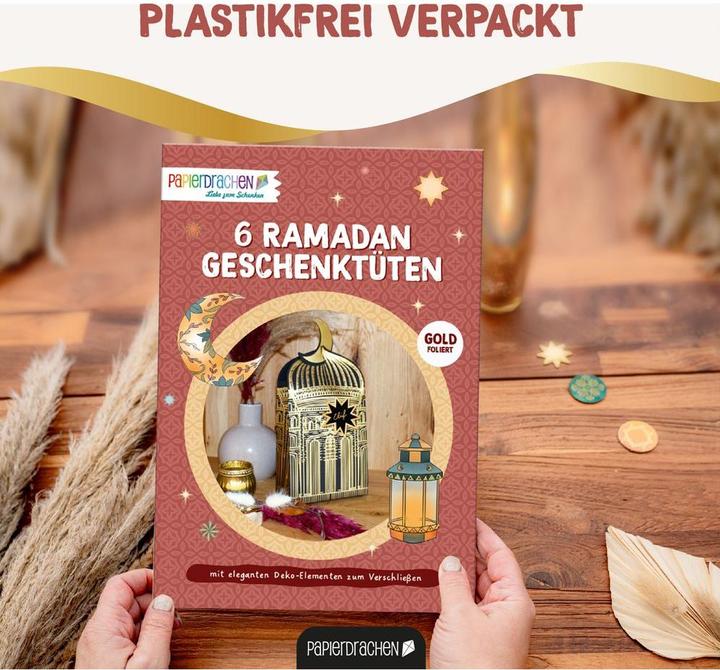 Produktbild Papierdrachen Giveaway Tüten Moschee schwarz gold - Set 2 (Geschenktüte, 6 x)