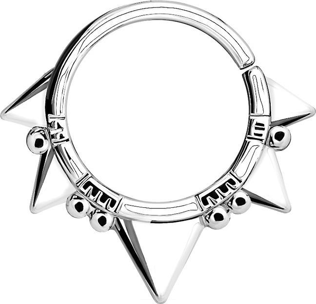 Actual product image Star Piercing Septum ring five triangles silver (Brass)