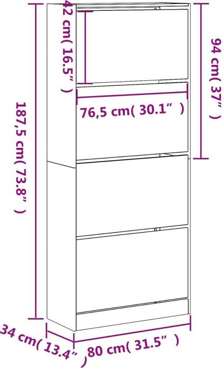 Immagine prodotto VidaXL Jennica (80 x 34 x 187,5 cm)