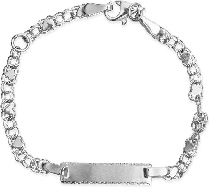 JGZ ID-Bracelet Herz mit Gravur (14 cm, Silber 925 rhodiniert)