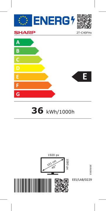 Energielabel Sharp 40FH2EA (40", LED, Volledige HD, 2023)