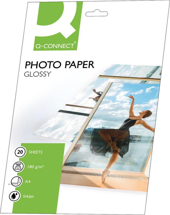 Immagine prodotto Q-Connect Carta fotografica a getto d'inchiostro, lucida (180 g/m², A4, 20 x)
