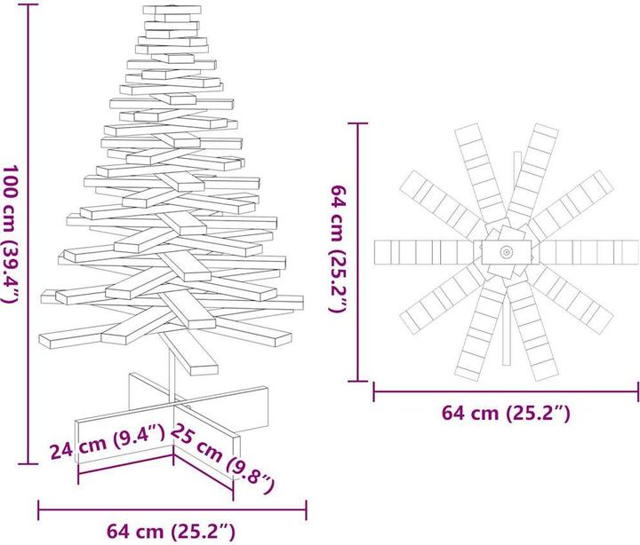 Image du produit VidaXL Arbre de Noël en bois Sapin de décoration en bois blanc 100cm Pin massif