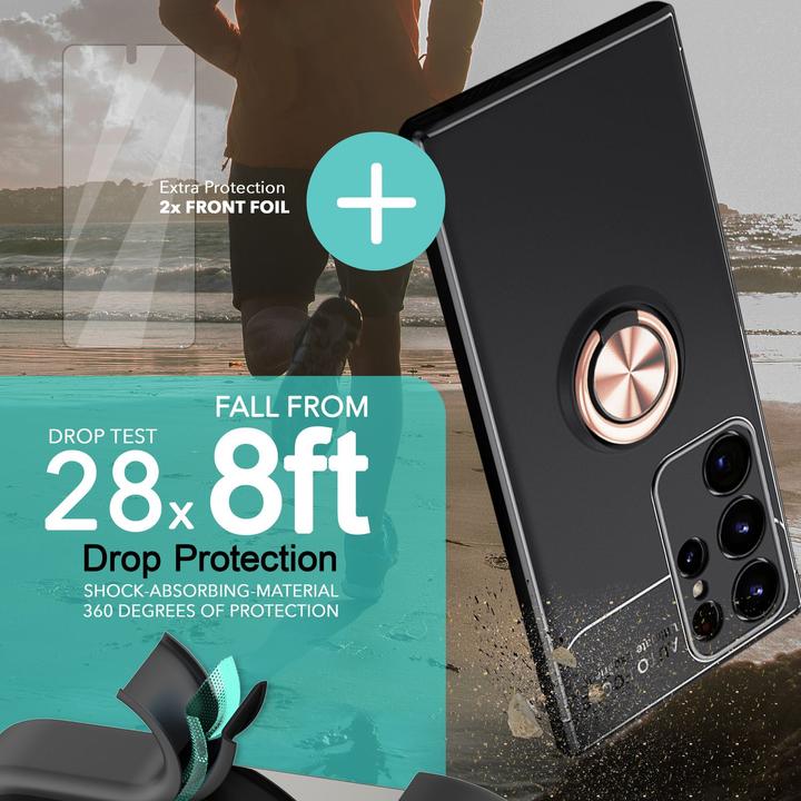Actual product image Nalia Matte ring silicone case with 2x screen protector (Samsung Galaxy S23 Ultra)