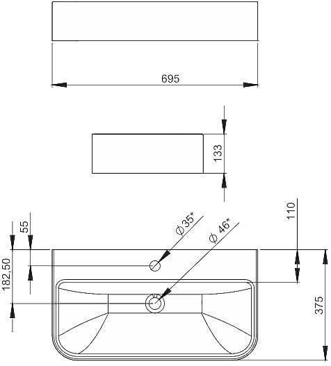 Actual product image PAA MINI SAMBA washbasin cast stone white (430 mm, 230 mm)