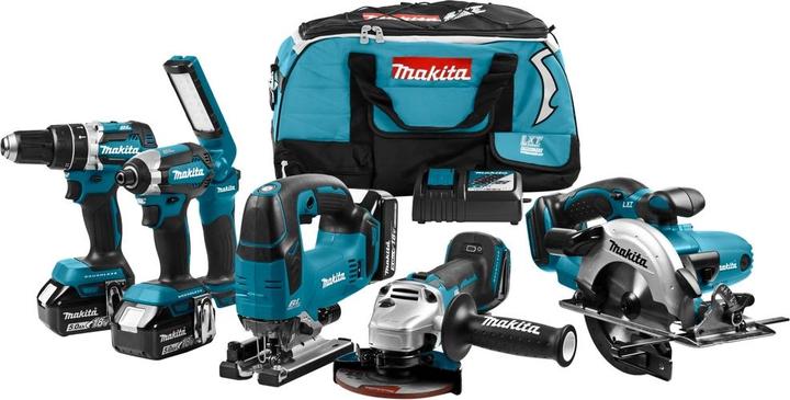 Produktbild Makita 18 V Combiset (klop)boren, (slag)schroeven, zagen en slijpen