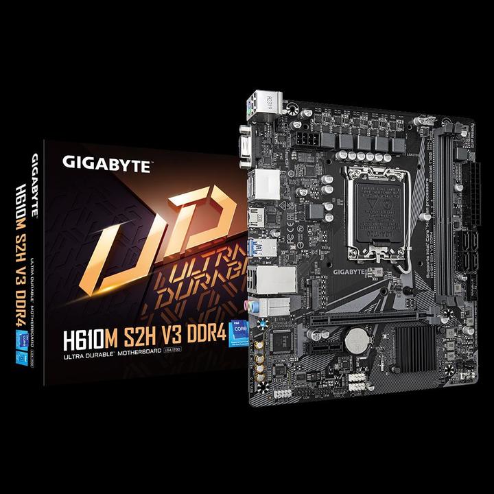Actual product image Gigabyte MB GBT Intel 1700 H610M S2H V3 DDR4 (LGA 1700, Intel H610 Express, mATX)