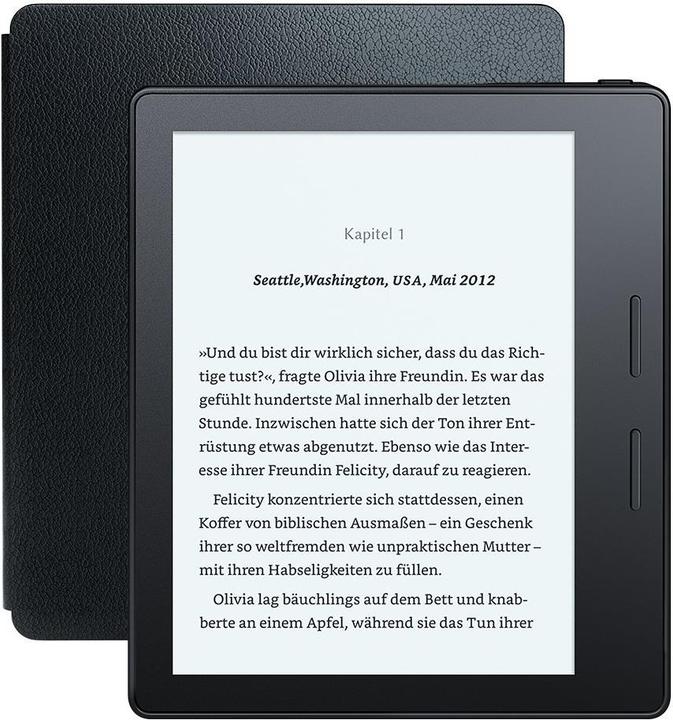 Amazon Kindle Oasis + étui de chargement en cuir (6", 4 Go, Noir)