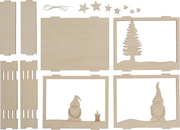 Immagine prodotto Rayher Set di costruzioni in legno con motivo "Wichtel", 16 pezzi.
