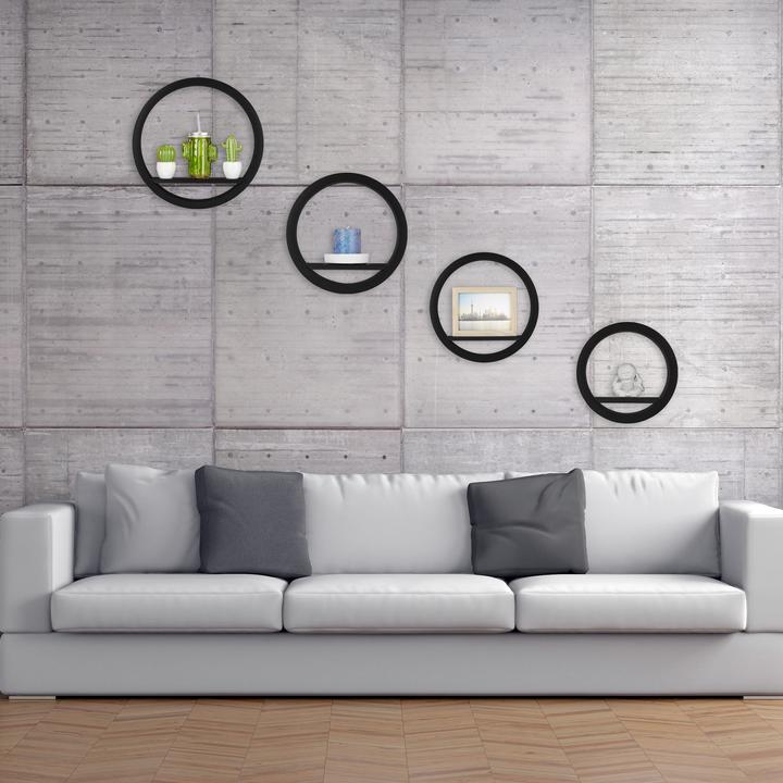 Image du produit Relaxdays Étagère flottante murale ronde 4 en MDF (39,5 x 9 x 39,5 cm)