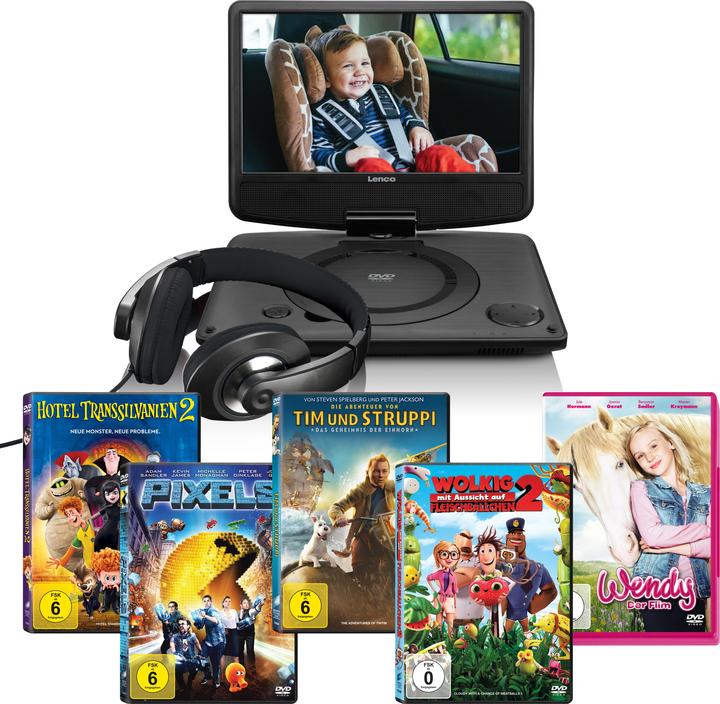 Lenco DVP-935 - Lecteur de DVD portable avec batterie - 9 pouces - Noir (Lecteur de DVD portable)