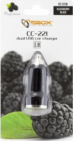 Image du produit Sbox CC-221B Chargeur de voiture double USB CC-221B blackberry black