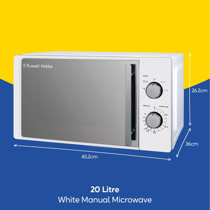 Produktbild Russell Hobbs RHM2060 – Manuelle Mikrowelle, 20 L, Weiss (CH-Stecker, 20 l)