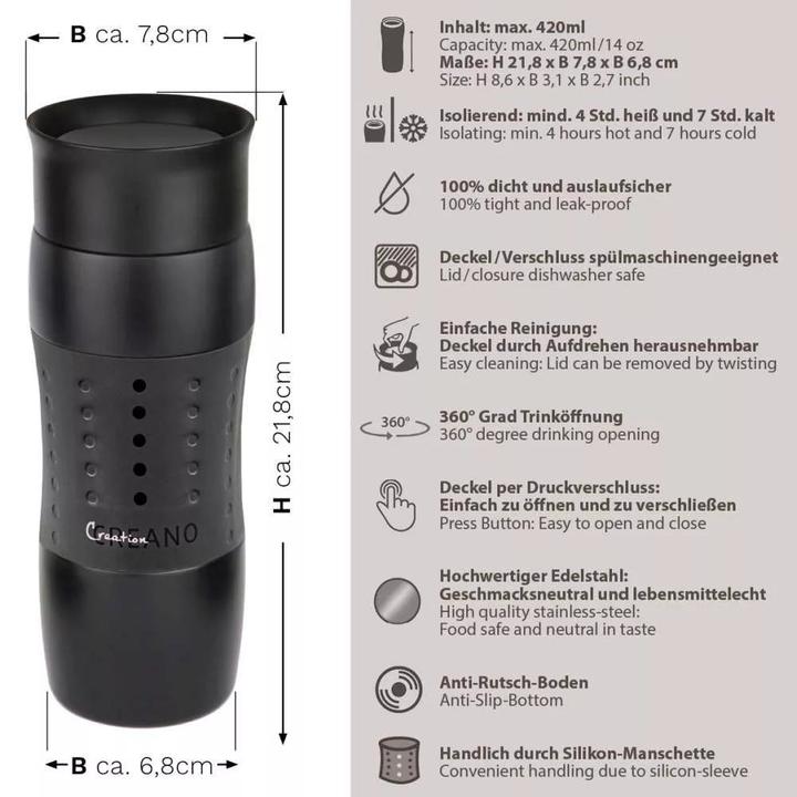 Image du produit Creano Thermos Bouteille d'eau Design Travel Mug 420ml No.18 (0.42 l)