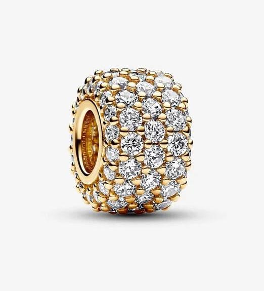Immagine prodotto Pandora Charm scintillante a tre file di pavé (Metallo, Dorato)
