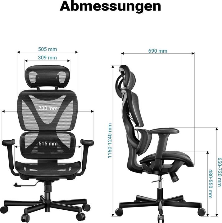 Image du produit Wiltec Chaise de bureau ergonomique