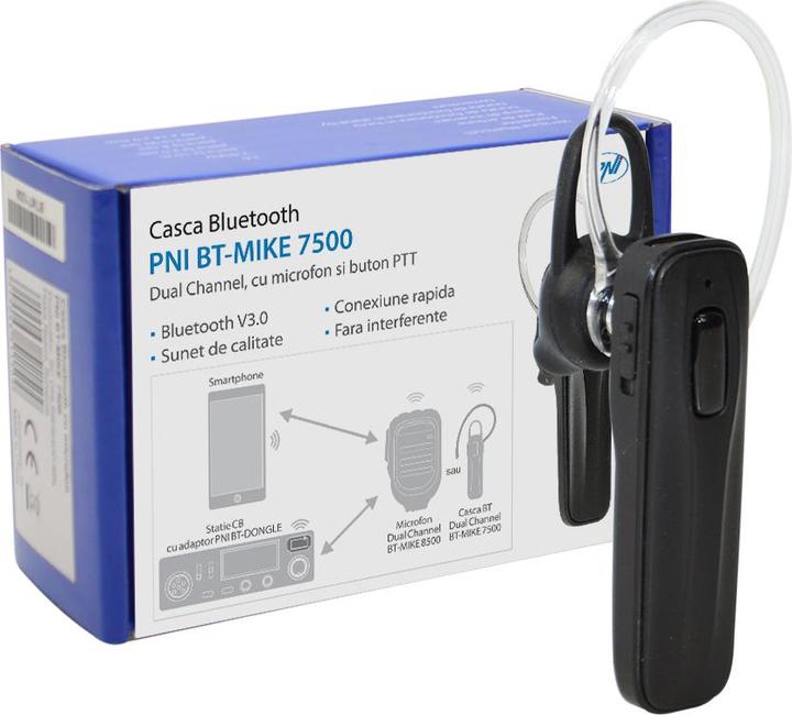 Produktbild PNI Bluetooth-Headset mit Mikrofon BT-MIKE 7500 mit PTT, Zweikanal kompatibel mit BT-DONGLE 8001 (Kabellos, USB-A)