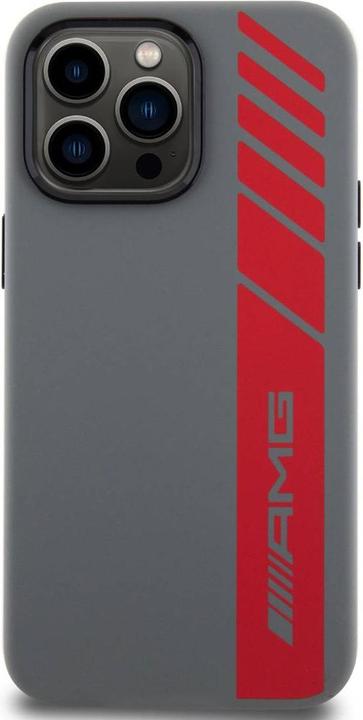 Actual product image Mercedes-Benz AMG Liquid Silicone Vertical Logo MagSafe Case for iPhone 15 Pro Max Grey (Apple iPhone 15 Pro Max)