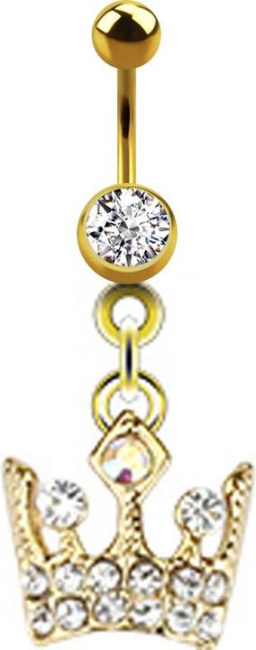 Produktbild Star Piercing Banane 14k vergoldet mit Anhänger Königskrone (Chirurgenstahl 316L, ohne Messing)