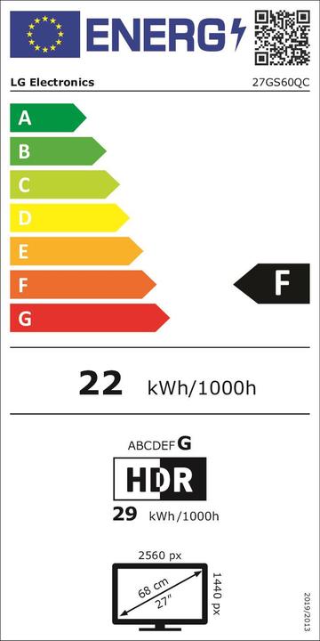 Energie-Label LG Dis 27 27GS60QC-B Consumer Ultragear (2560 x 1440 Pixel, 27")