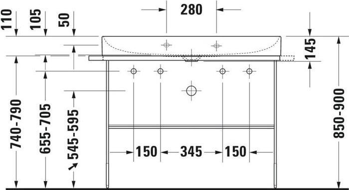 Immagine prodotto Duravit Lavabo DURASQUARE o ÜL m HLB 2 HL 1000x470mm bianco WG (470 mm, 1000 mm)