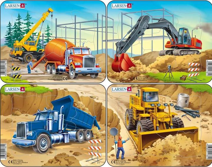 Actual product image Larsen Puzzle - Construction Vehicles (2) (Set of 4 Mini) (4 pieces)