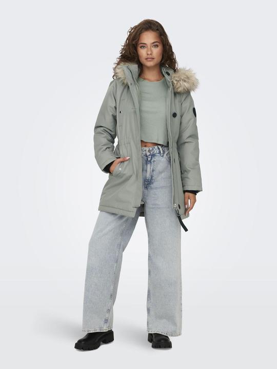 Produktbild Only Kapuze mit abnehmbarem Kunstfell-Rand Gerippte Ärmelbündchen Parka Langer Parka (XS)