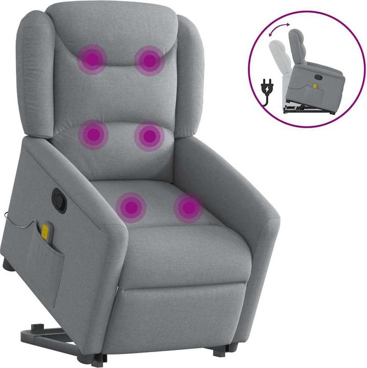 Produktbild VidaXL Massagesessel mit Aufstehhilfe Hellgrau Stoff