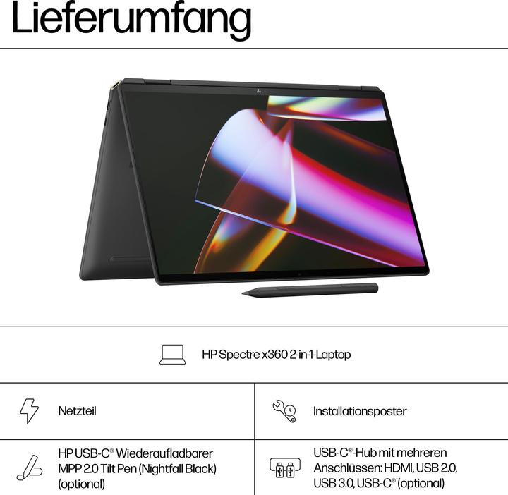 Produktbild HP Spectre x360 (16", Intel Core Ultra 7 155H, 32 GB, 1000 GB, DE)