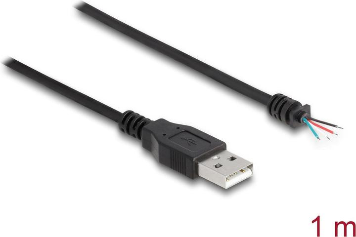 Immagine prodotto Delock Cavo USB 2.0 Type-A maschio a 4 x estremità di cavo aperte 1 m nero (2 m, USB 2.0)