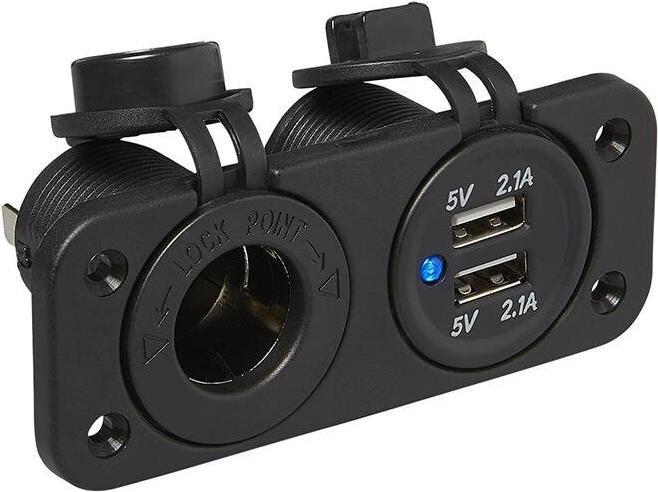 Produktbild ProPlus Einbau Kit: Steckdose DIN + USB Doppel-steckdose 2x2100mA im Blister